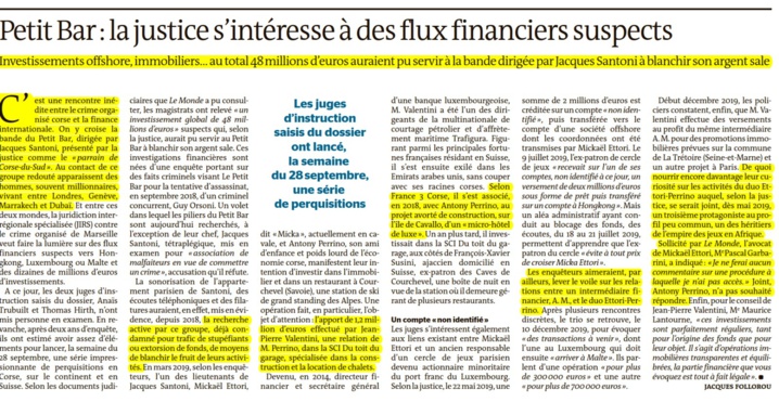 Définition du mot "Mafia" dans un dictionnaire italien et article instructif du "Monde" sur le Petit Bar
