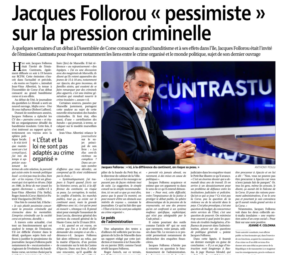 Un "Cuntrastu" avec Follorou très instructif sur la mafia dans l'île...
