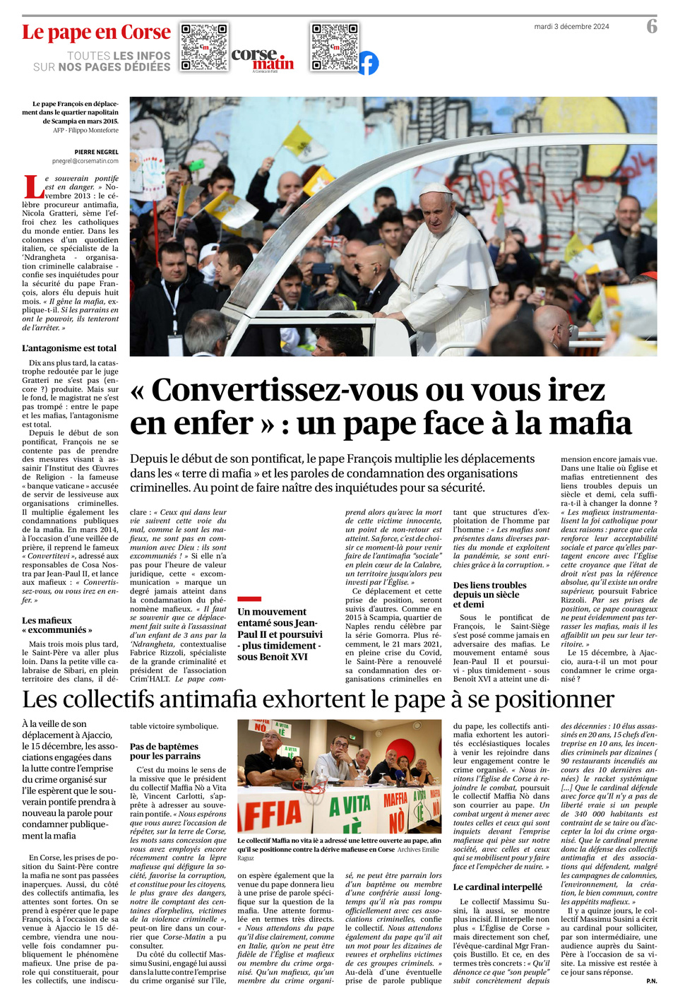 Lettre ouverte de Vincent Carlotti au Pape François : "Nous invitons l’église de Corse à rejoindre le combat. " Lettre ouverte de Vincent Carlotti au Pape François : "Nous invitons l’église de Corse à rejoindre le combat. "