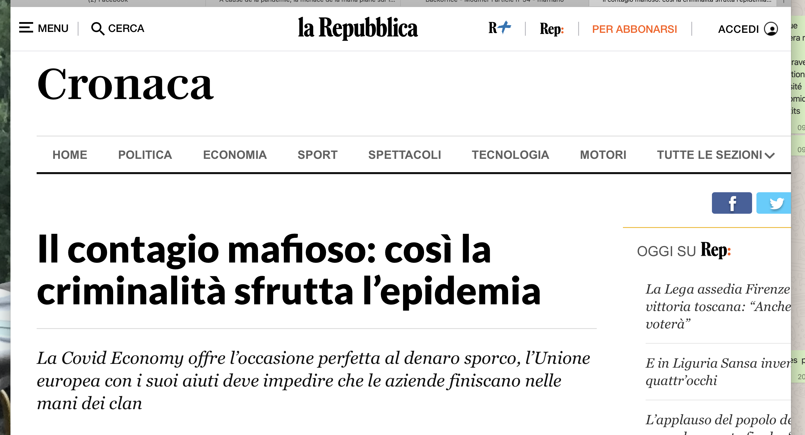 La mafia est comme le virus, elle ne connaît pas de frontières,  le cri d'alarme de Roberto Saviano