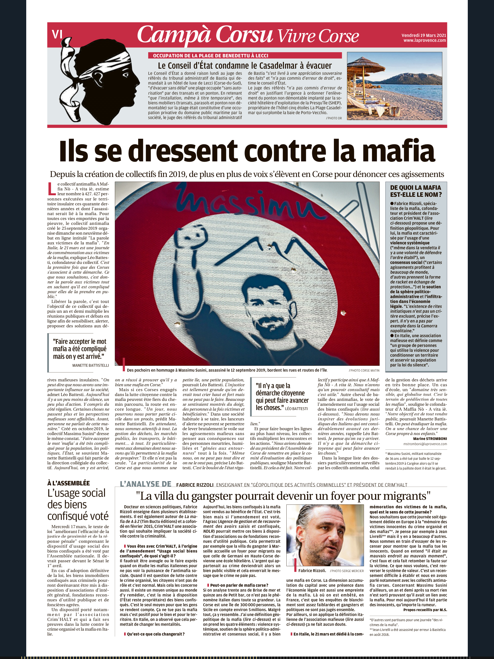 Reportage de"La Provence" la veille du débat "Parole aux victimes"