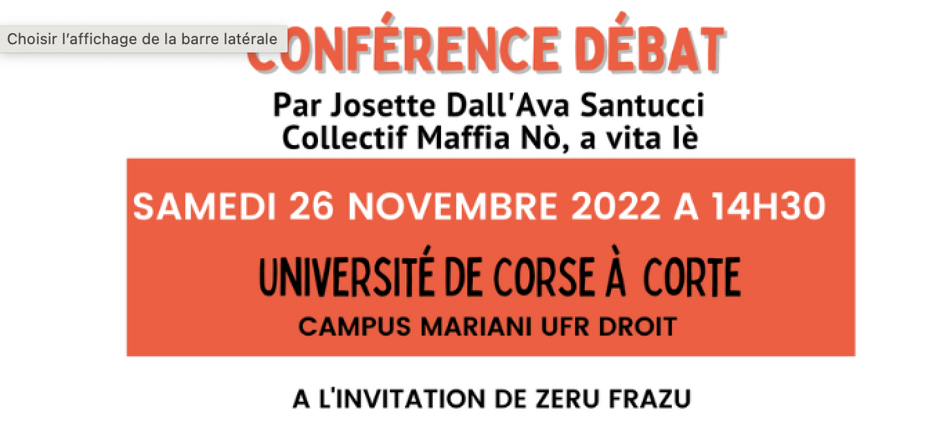"La loi la plus liberticide est celle de la mafia " Josette Dall'ava Santucci explique son  combat la veille de sa conférence